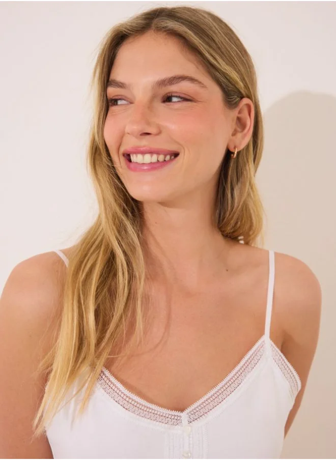 women'secret White cotton straps pyjamas
