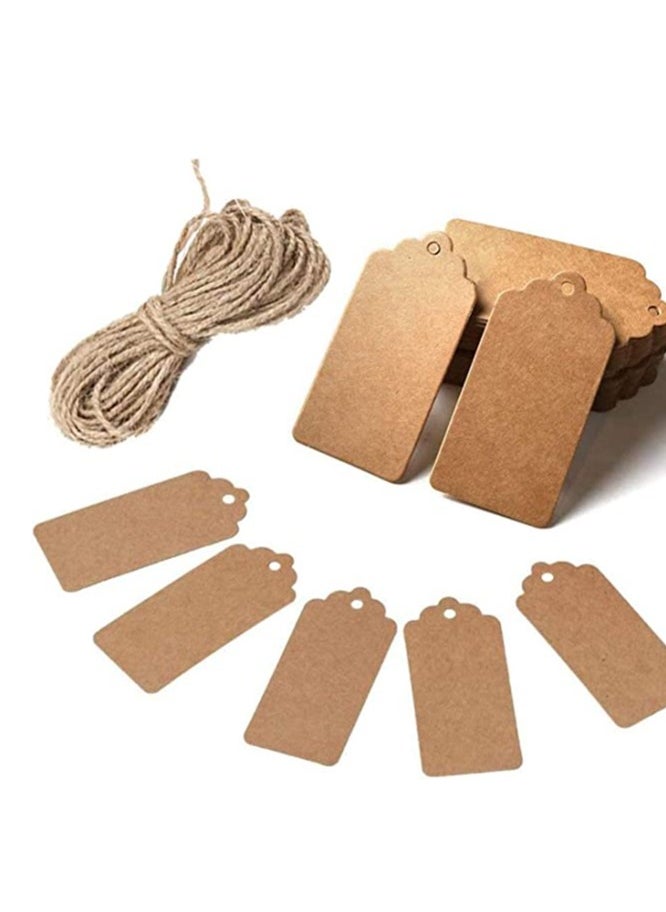 SYOSI Kraft Paper Tags Set, Kraft Paper Blank Gift Tags with 10 Meters Twine for Arts and Crafts, Wedding Valentine's Birthday and Holiday for DIY Crafts & Price Tags Labels (100PCS)  - Image 1