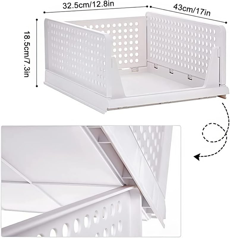 KWER 2 Pieces Clothes Organizer for Wardrobe Cupboard Organizer for Clothes Foldable and Stackable Closet Organizer Drawer Organizer for Clothes Almirah Space Organizer Pack of 2 - Image 4