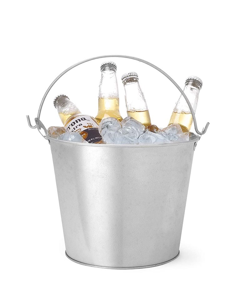 NJ OVERSEAS NJ Beer Bucket With Built-in Bottle Opener - Galvanised Party Ice Bucket for Wine and Bar - 1 Pc. - Image 1