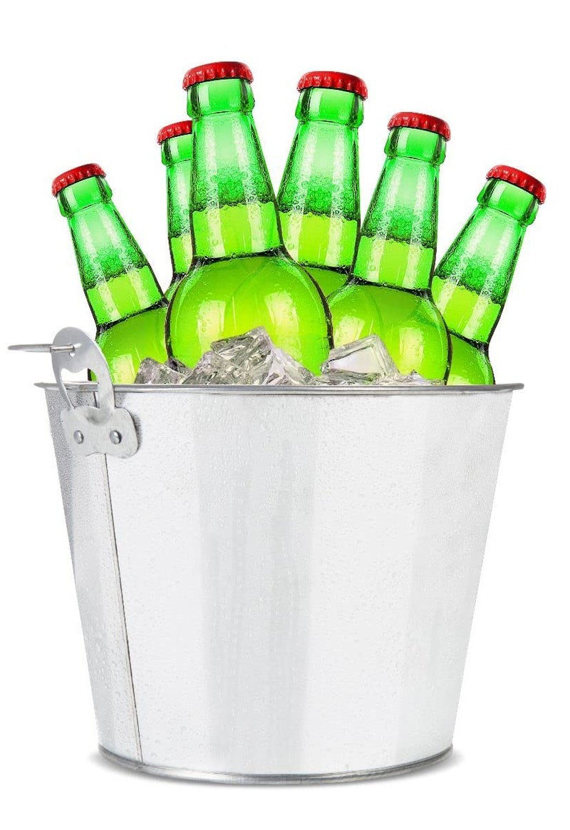 NJ OVERSEAS NJ Beer Bucket With Built-in Bottle Opener - Galvanised Party Ice Bucket for Wine and Bar - 1 Pc. - Image 4