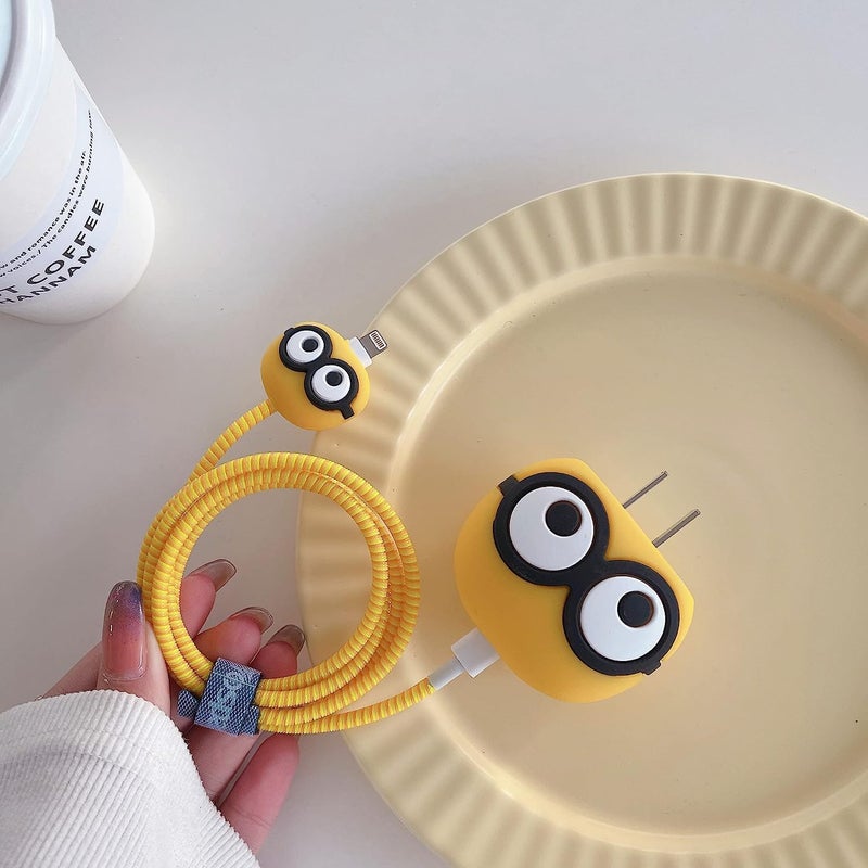 SKYCELL Charger Case Cover with Full Cable Protector 3D Cute Pattern Compatible for iPhone Charger Only 18W & 20W iPhone 13, 14, 15, 16 (Yellow Henchain) - Image 4