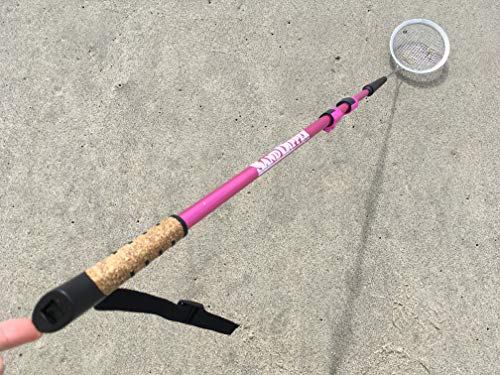 Sand Dipper Full Size Beach Scoop Shovel Sifter Tool for Beachcombing Adjustable Sea Glass Shell Shark Tooth Sifter for the Beach Can Be Used as a Walking or Hiking Stick Too 6 Basket pink - Image 1