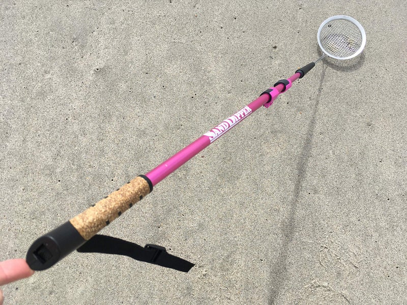 Sand Dipper Full Size Beach Scoop Shovel Sifter Tool for Beachcombing Adjustable Sea Glass Shell Shark Tooth Sifter for the Beach Can Be Used as a Walking or Hiking Stick Too 6 Basket pink - Image 2