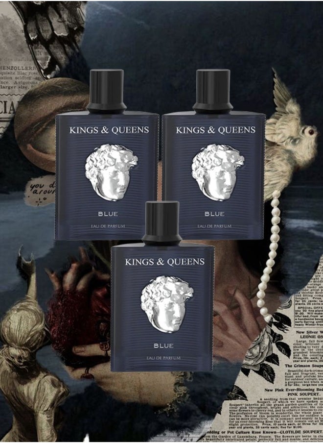AMARAN 3 Pieces Kings And Queens Blue Perfume For Unisex 100ml EDP  - Image 1