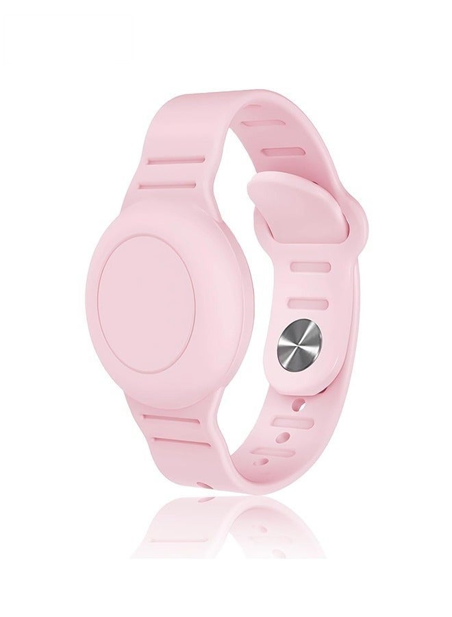 Kids Waterproof Airtag Bracelet Compatible with Apple AirTag - Hidden Silicon Protective Case for Air Tag Holder - Adjustable Anti-Lost Watch Band for Toddler Child (Pink) - Image 1
