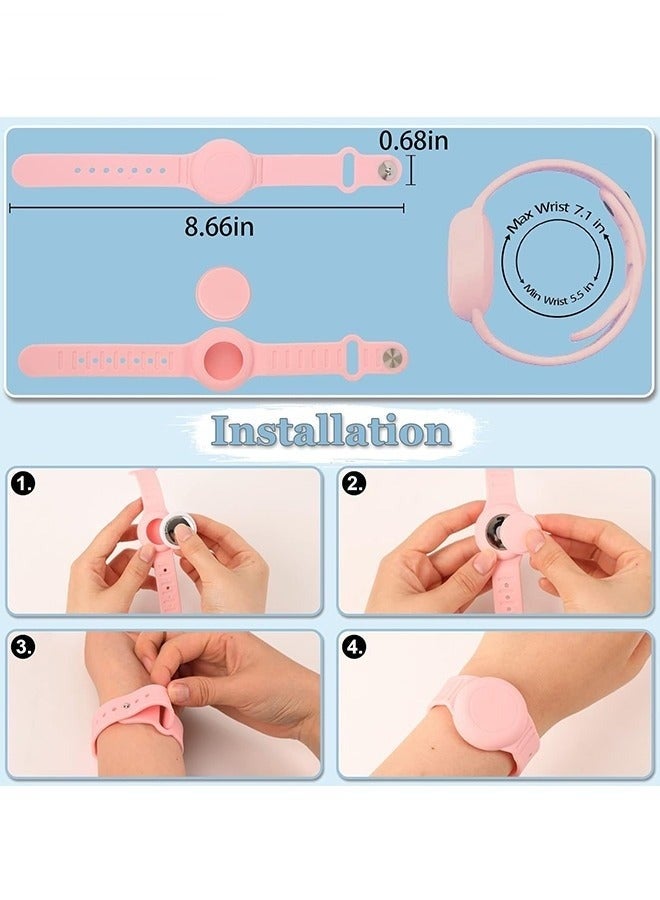 Kids Waterproof Airtag Bracelet Compatible with Apple AirTag - Hidden Silicon Protective Case for Air Tag Holder - Adjustable Anti-Lost Watch Band for Toddler Child (Pink) - Image 3