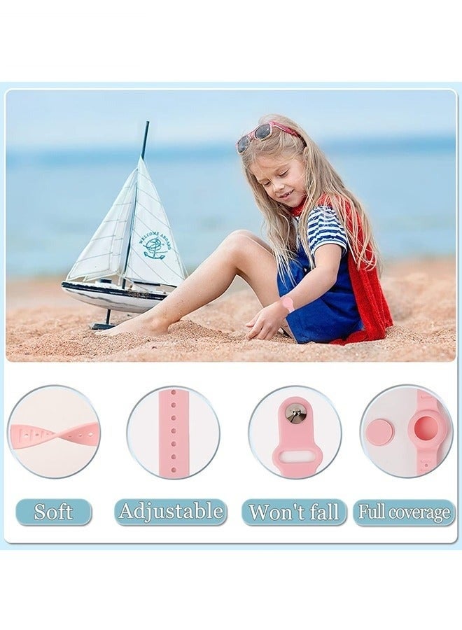 Kids Waterproof Airtag Bracelet Compatible with Apple AirTag - Hidden Silicon Protective Case for Air Tag Holder - Adjustable Anti-Lost Watch Band for Toddler Child (Pink) - Image 4