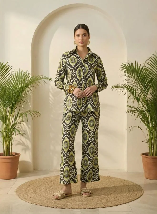 تايك تو Multi-Color All Over Print Shirt and Pants Co-Ord Set By Imana
