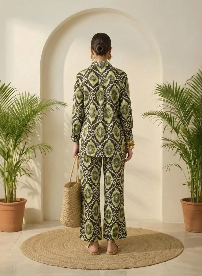 تايك تو Multi-Color All Over Print Shirt and Pants Co-Ord Set By Imana