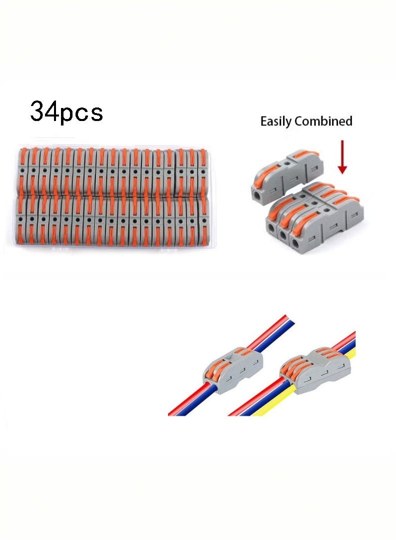 موصلات السلك ذات الرافعة السريعة، ٣٤ قطعة، مجموعة عالمية سريعة الدفع. - Image 1
