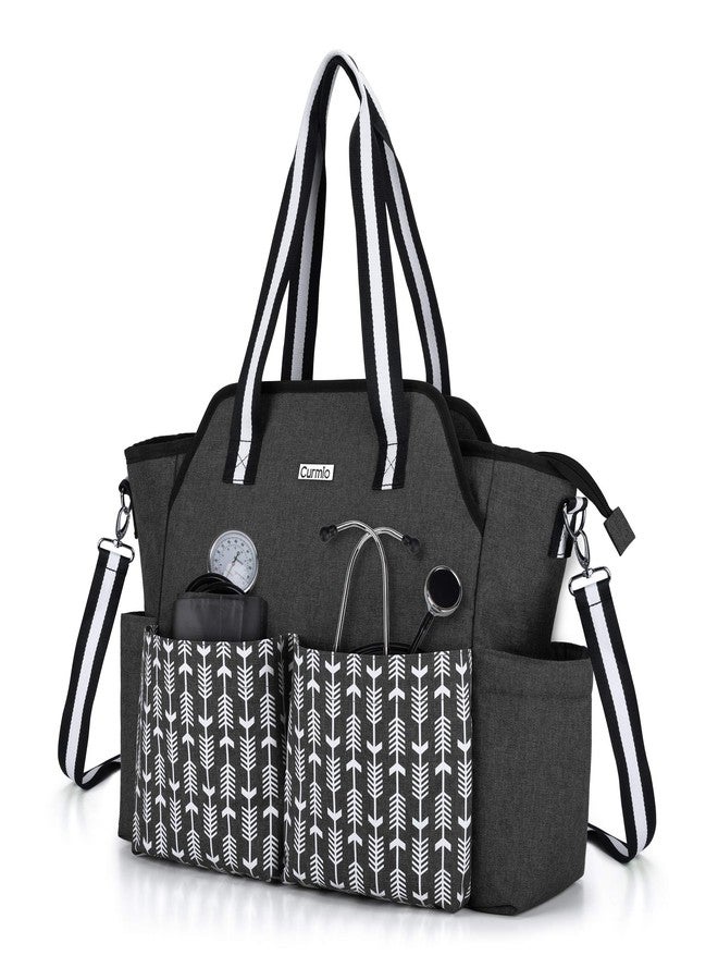CURMIO Home Health Nurse Bag, Portable Medical Supplies Tote for Home Visits, Clinical Study, Health Care, Black with Arrow(Patented Design) - Image 1