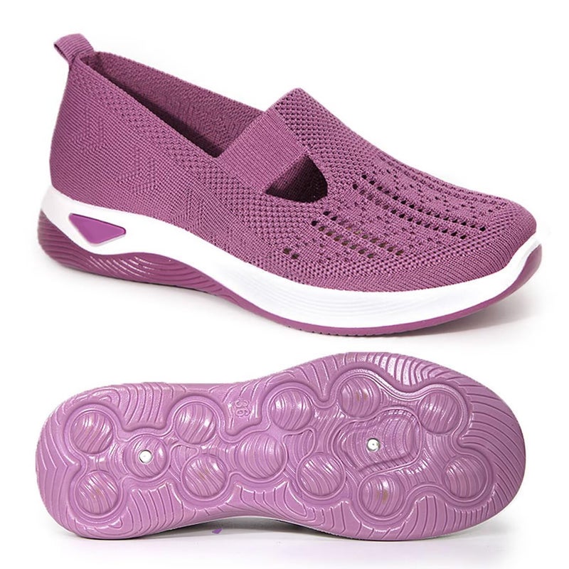 EURO JOY Orthopedic Walking Shoes for Women,2025 New Orthowalkway Womens Shoes,Woven Orthopedic Breathable Walking Sneaker Non-Slip Arch Support Slip on Shoes Purple 39 - Image 4