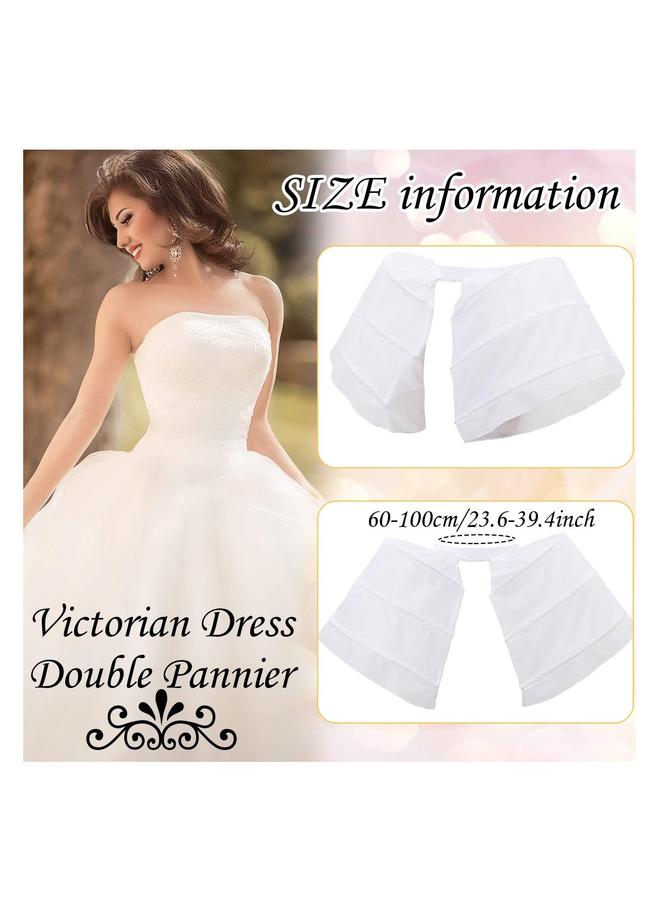 Victorian Dress Pannier, Double Pannier Petticoat, Short One size for Women Girls Rococo Ball Gown Skirt Costume (White) - Image 2
