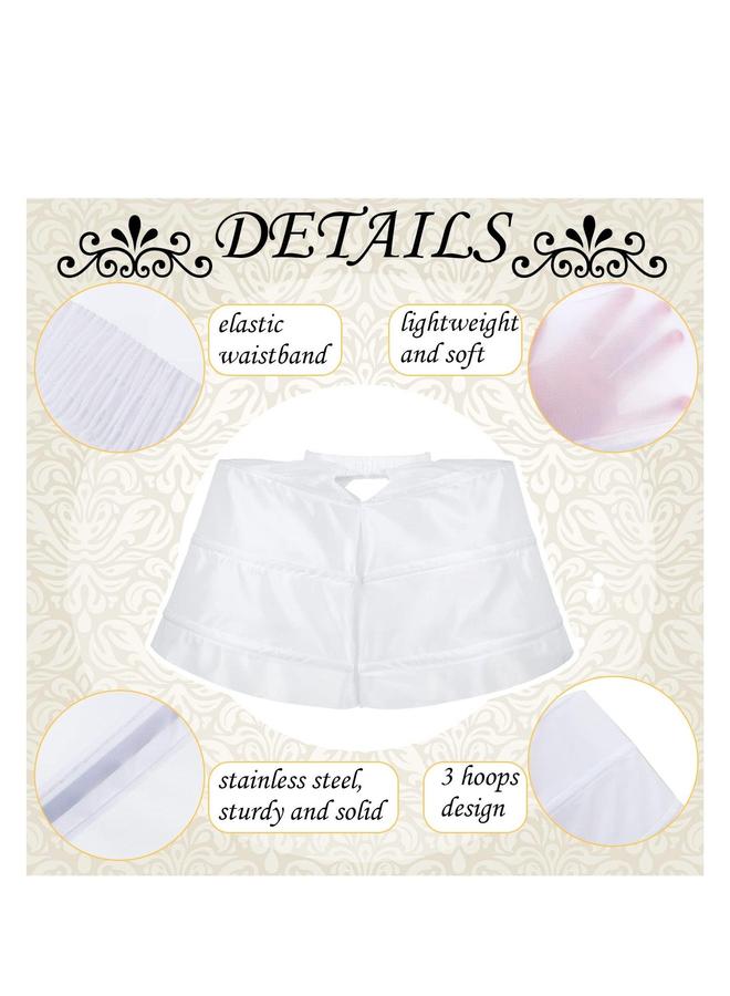 Victorian Dress Pannier, Double Pannier Petticoat, Short One size for Women Girls Rococo Ball Gown Skirt Costume (White) - Image 3