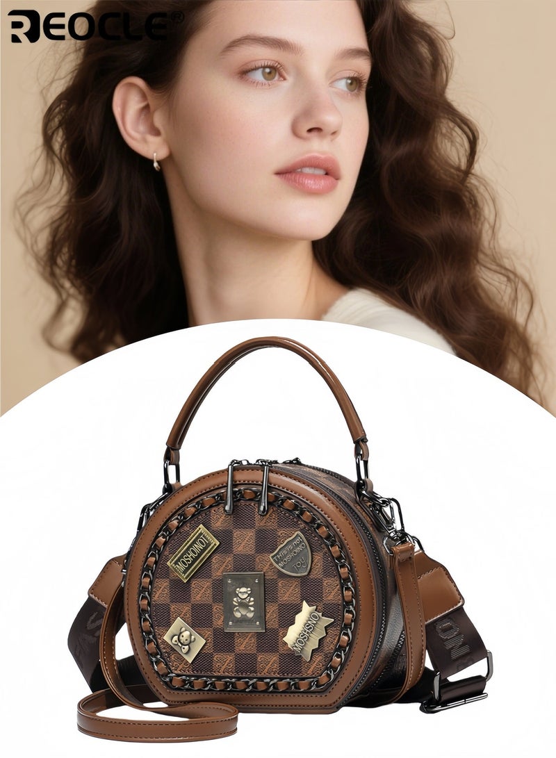 REOCLE Women's Shoulder Bag Small Circular Crossbody Bags Small Tote Square Satchel Handbags Purse Fashion Handbag for Women - Image 1