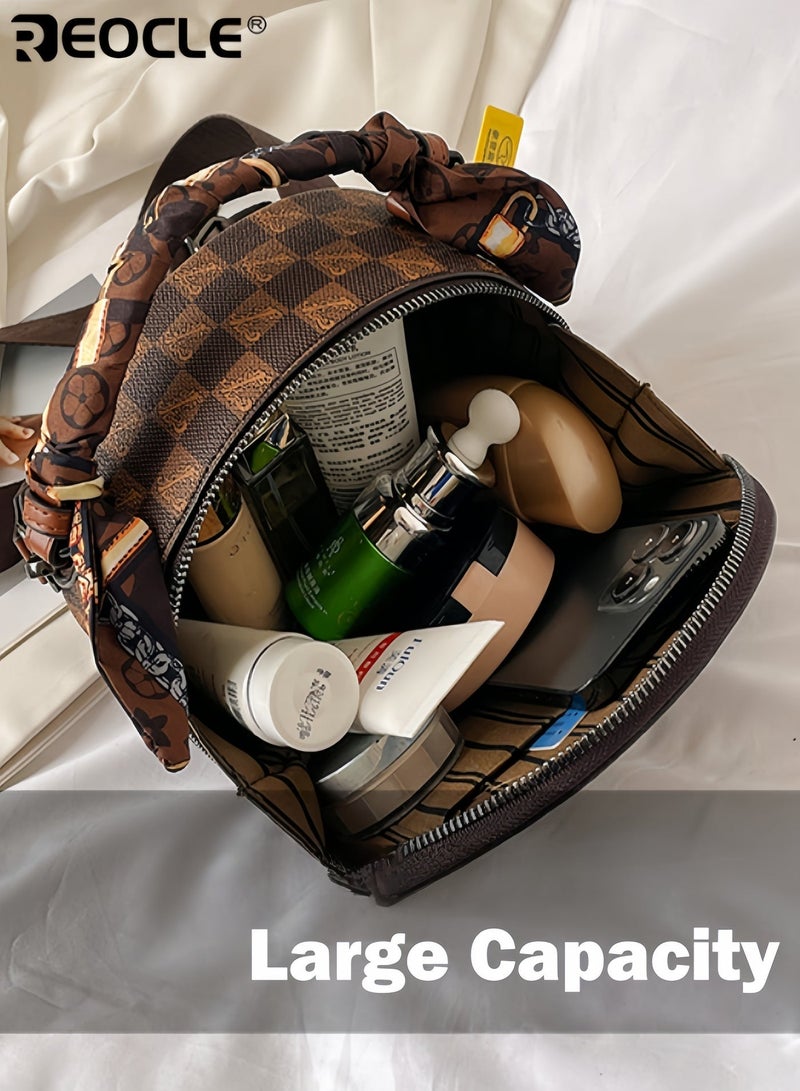 REOCLE Women's Shoulder Bag Small Circular Crossbody Bags Small Tote Square Satchel Handbags Purse Fashion Handbag for Women - Image 4