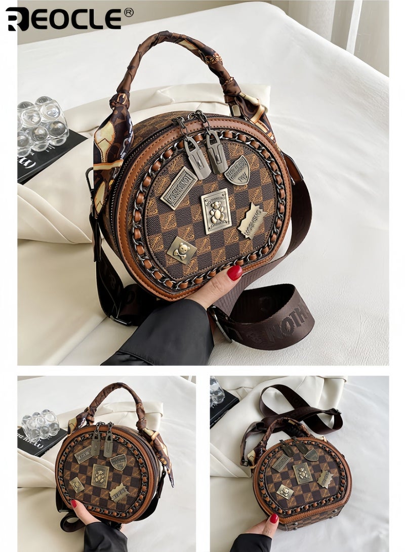REOCLE Women's Shoulder Bag Small Circular Crossbody Bags Small Tote Square Satchel Handbags Purse Fashion Handbag for Women - Image 5