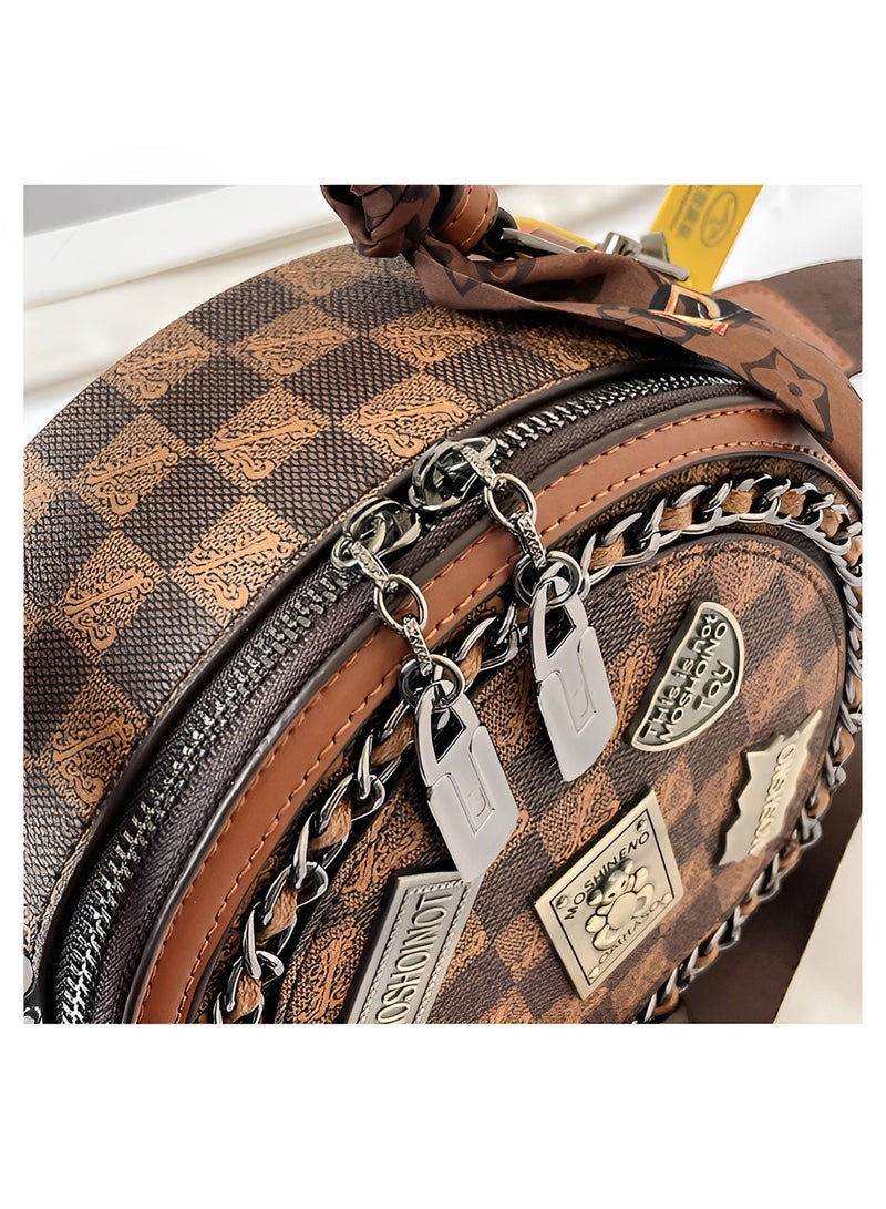 REOCLE Women's Shoulder Bag Small Circular Crossbody Bags Small Tote Square Satchel Handbags Purse Fashion Handbag for Women  - Image 4