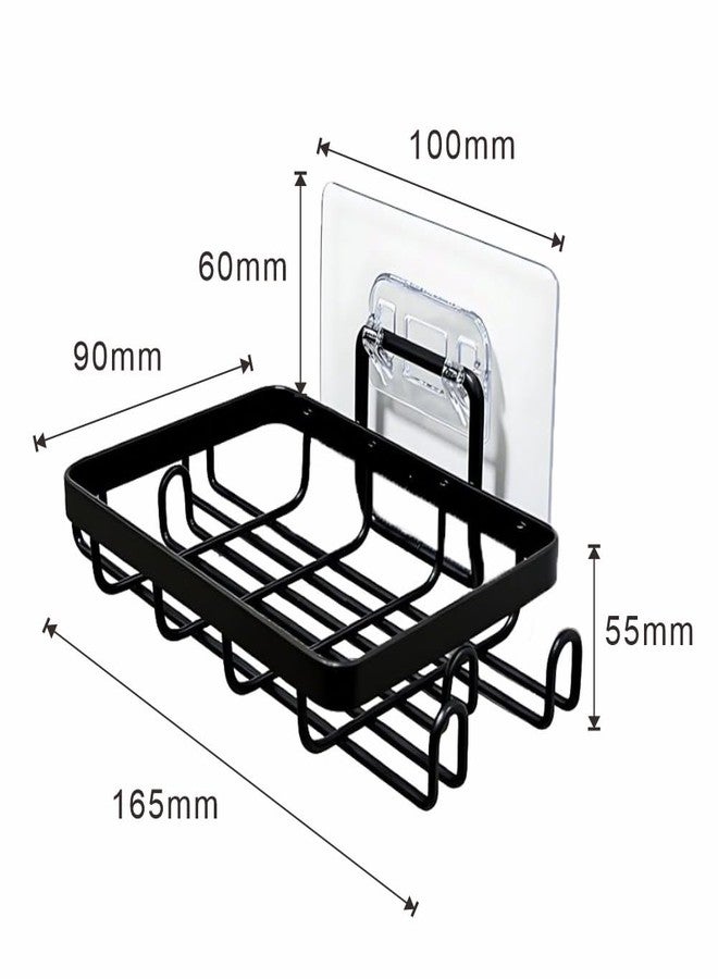 Admeya Shower Soap Holder Wall Mounted 2 Pc, Bathroom Soap Holders with 4 Hooks, Razor Holder for Shower Wall, Jaboneras Para Baños Modernos for Storage of Shampoo Bar, Conditioner, Razor, No Drilling, Black - Image 3