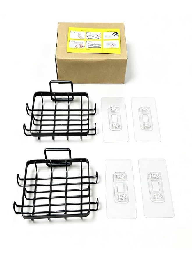 Admeya Shower Soap Holder Wall Mounted 2 Pc, Bathroom Soap Holders with 4 Hooks, Razor Holder for Shower Wall, Jaboneras Para Baños Modernos for Storage of Shampoo Bar, Conditioner, Razor, No Drilling, Black - Image 5