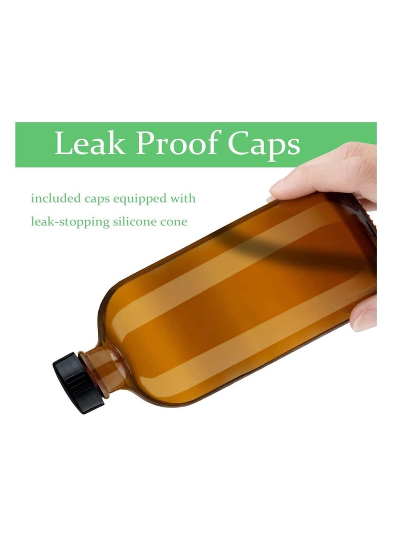 FUFU 16oz 2Pcs Glass Spray Bottles  Pump Bottle  Refillable Cosmetic Containers Brown Mist & Stream Mister for Essential Oil Products Shampoo Soap  - Image 4