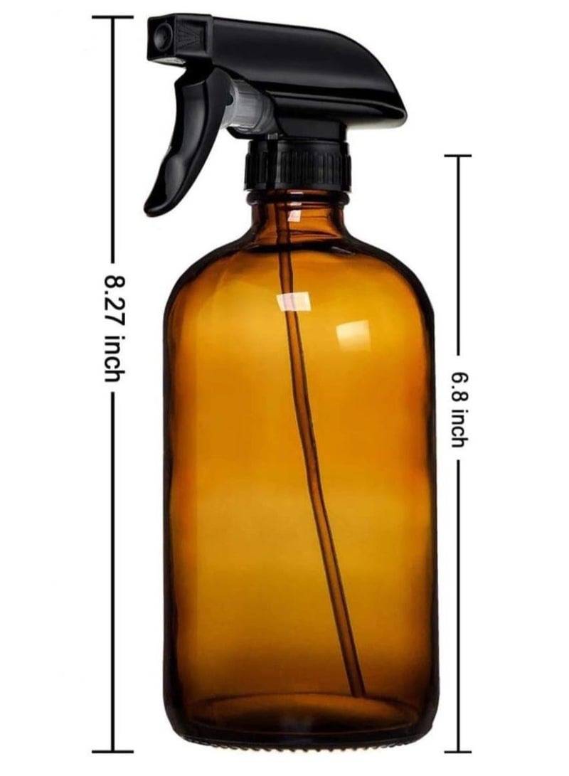 FUFU 16oz 2Pcs Glass Spray Bottles  Pump Bottle  Refillable Cosmetic Containers Brown Mist & Stream Mister for Essential Oil Products Shampoo Soap  - Image 2