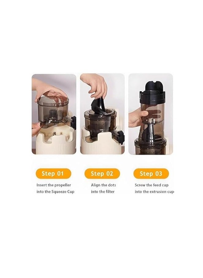 Generic - Slow Masticating Juicer, 80mm Wide Chute, Juice Jug, Pulp Container, BPA-Free, Easy-to-Clean, Whole Fruit & Vegetable Cold Press Juicer, High Nutrient Extraction, Quiet Motor, Reverse Function - Image 1
