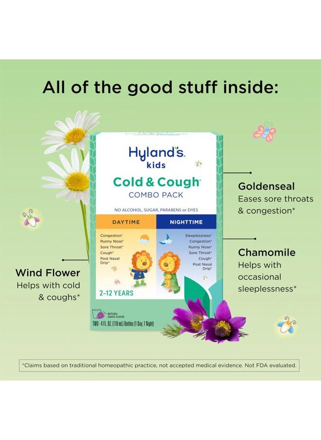 Hyland's Kids Cold and Cough, Day and Night Combo Pack, Cold Medicine for Ages 2 and up, Grape Flavor Syrup Cough Medicine for Kids, Nasal Decongestant, 4 Fl Oz (Pack of 2)  - Image 3