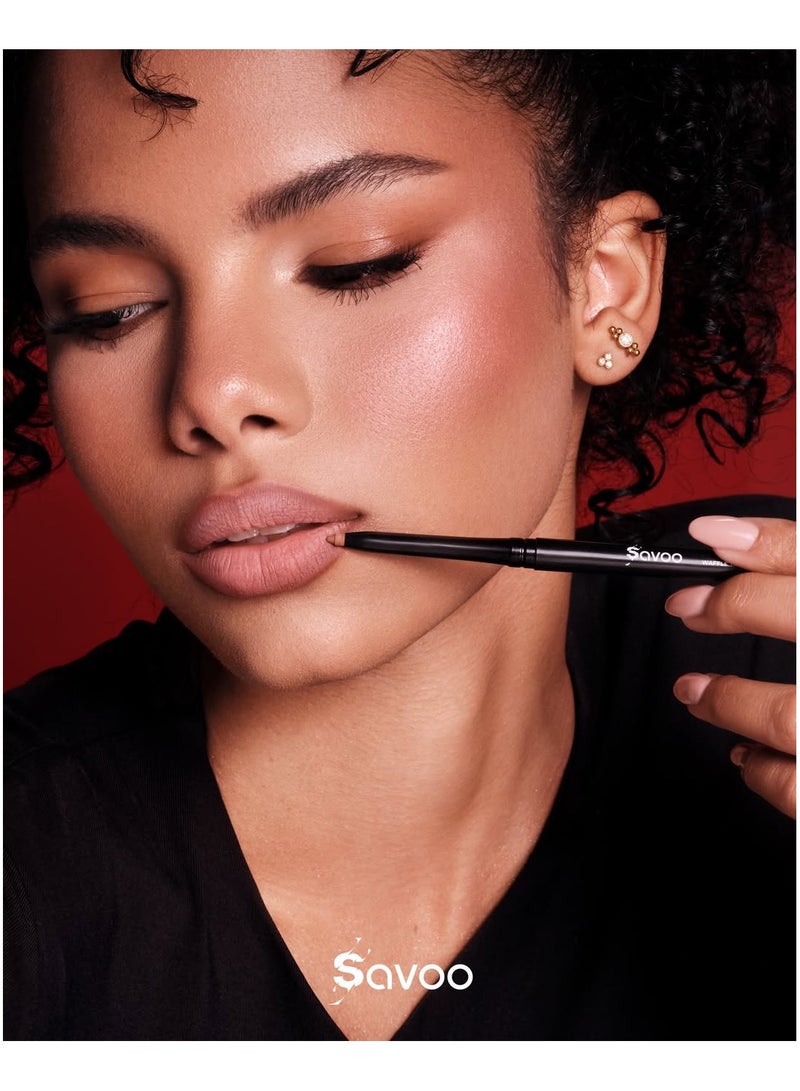 Savoo Lip Liner – Hello Terracotta | Creamy Long-Lasting Lip Pencil with Jojoba Oil & Lip Booster Peptides | Vegan, Waterproof, Recyclable | Defines & Enhances Lips - Image 4
