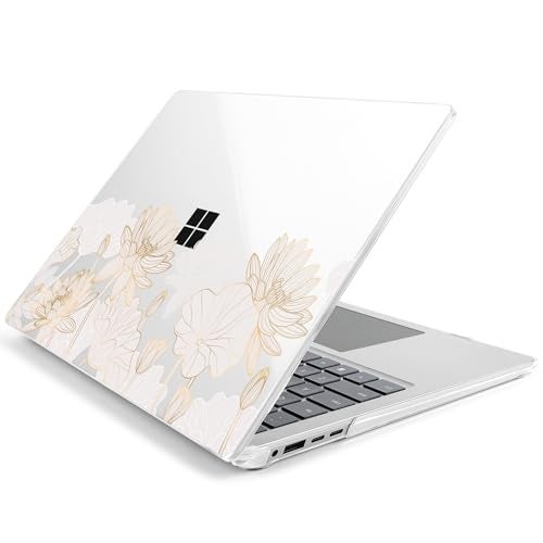 Batianda Premium Case for 2024 Microsoft Surface Laptop 13.8" Touchscreen (7th Edition) Creative Pattern Durable Scratch-Resistant Easy Install, with Keyboard Cover & Screen Protector, Gold Lotus - Image 2