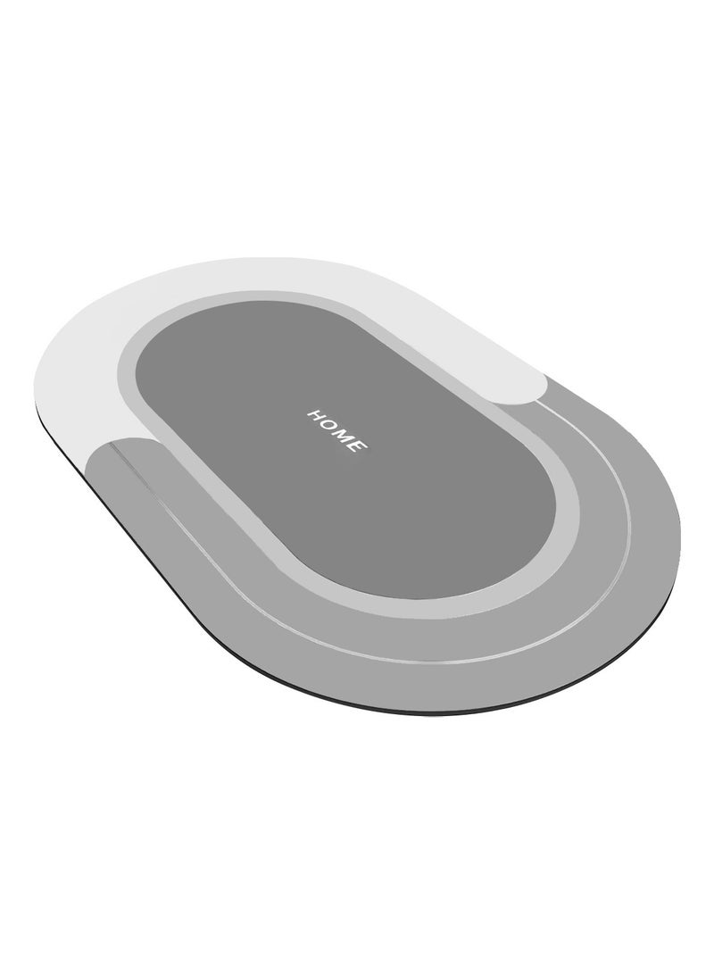 Meishida 90x60CM Diatom Bath Mat, Anti Slip Door Mat, Quick-Drying Bathroom Mat, Instant Dry Home Mat Rug, Super Absorbent Floor Mat for Kitchen, Shower Room, Bathtub - Oval Grey - Image 1
