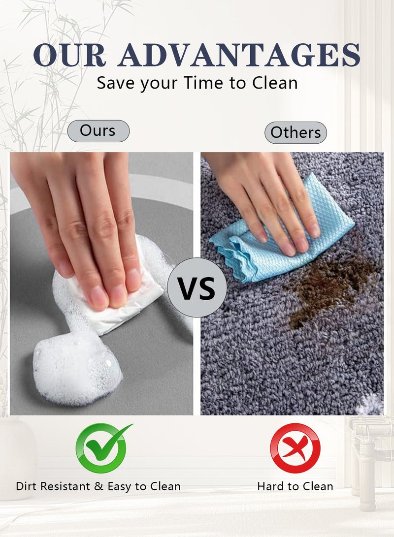 Meishida 90x60CM Diatom Bath Mat, Anti Slip Door Mat, Quick-Drying Bathroom Mat, Instant Dry Home Mat Rug, Super Absorbent Floor Mat for Kitchen, Shower Room, Bathtub - Oval Grey - Image 2