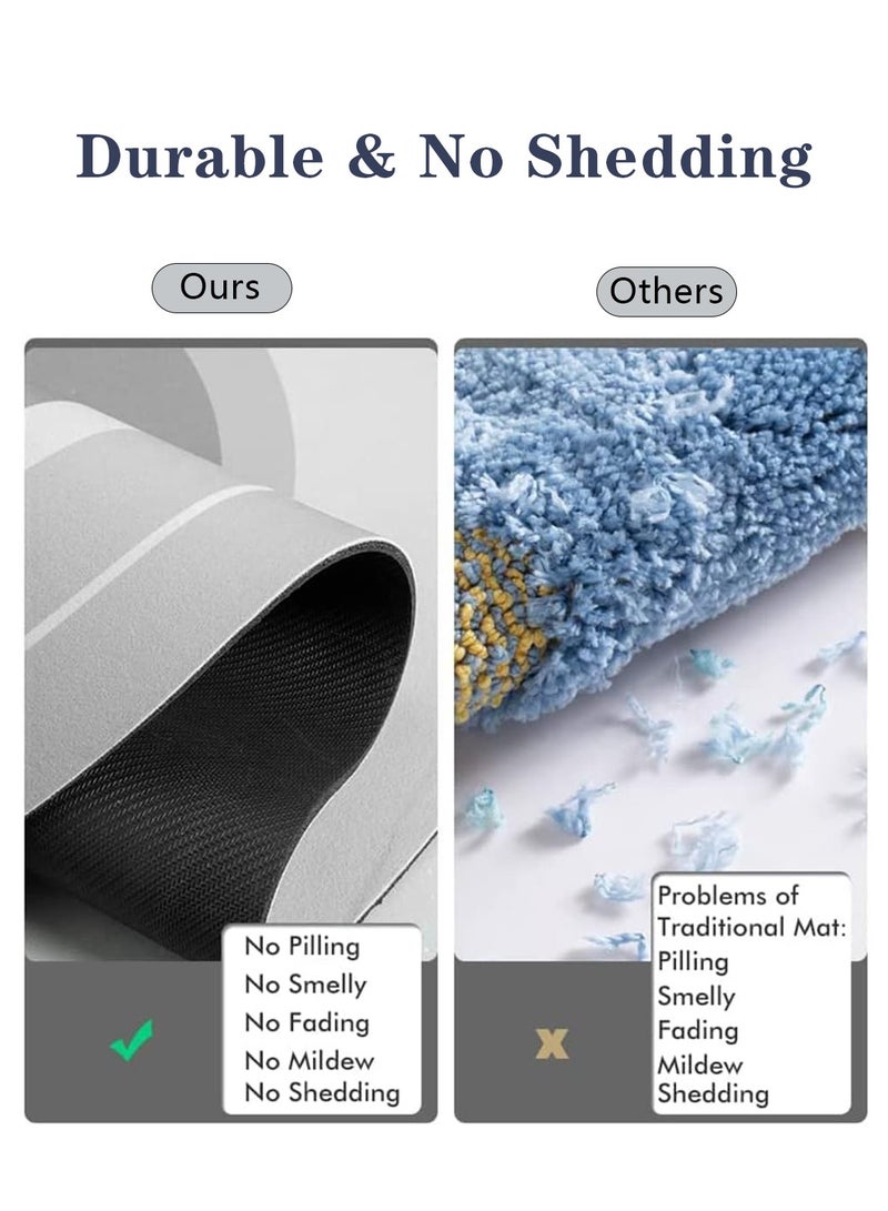 Meishida 90x60CM Diatom Bath Mat, Anti Slip Door Mat, Quick-Drying Bathroom Mat, Instant Dry Home Mat Rug, Super Absorbent Floor Mat for Kitchen, Shower Room, Bathtub - Oval Grey - Image 4