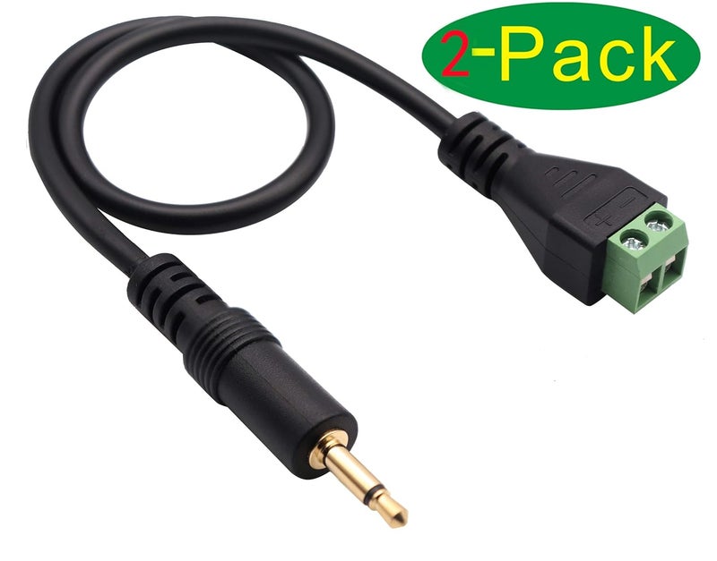 zdyCGTime 3.5mm Screw Terminal Block Connector Cable (1/8Inch) 3.5mm TS Mono Male to 2 Pin/Way Female Bolt Screw AUX Headphone Type Adapter Cable（30CM/2Packs) (2Pole/M) - Image 3