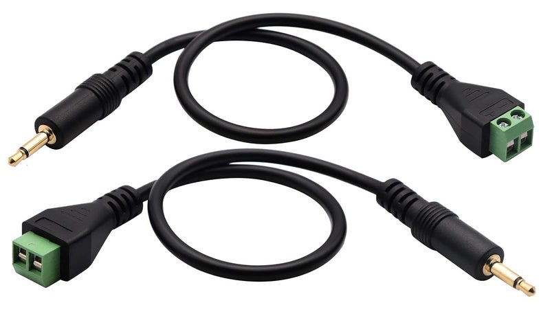 zdyCGTime 3.5mm Screw Terminal Block Connector Cable (1/8Inch) 3.5mm TS Mono Male to 2 Pin/Way Female Bolt Screw AUX Headphone Type Adapter Cable（30CM/2Packs) (2Pole/M) - Image 4