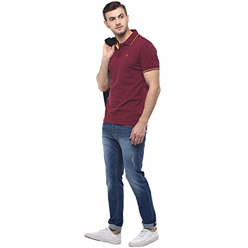 AMERICAN CREW CottonPoly Solid Polo T-Shirt with No.3 Applique for Men (AC286-L_Burgundy) - Image 5