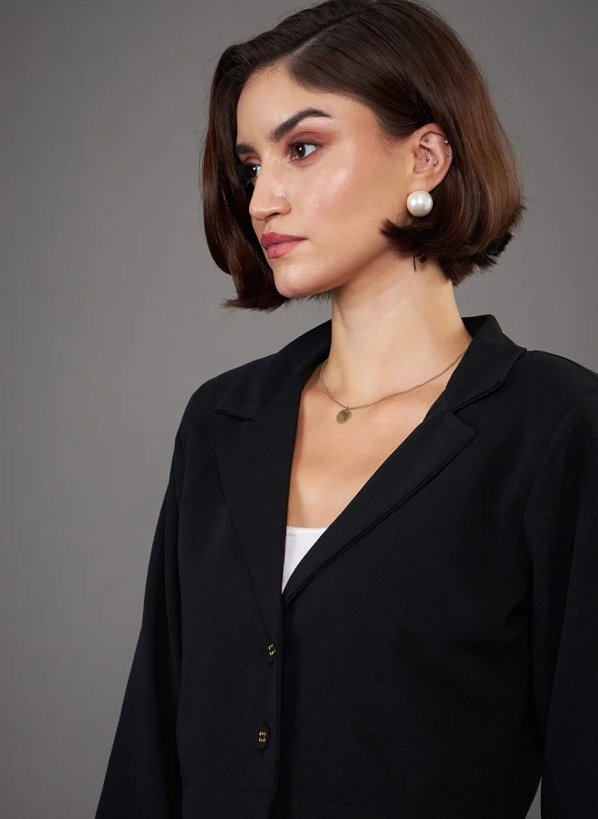 ساسافراس Black Cropped Blazer for Women