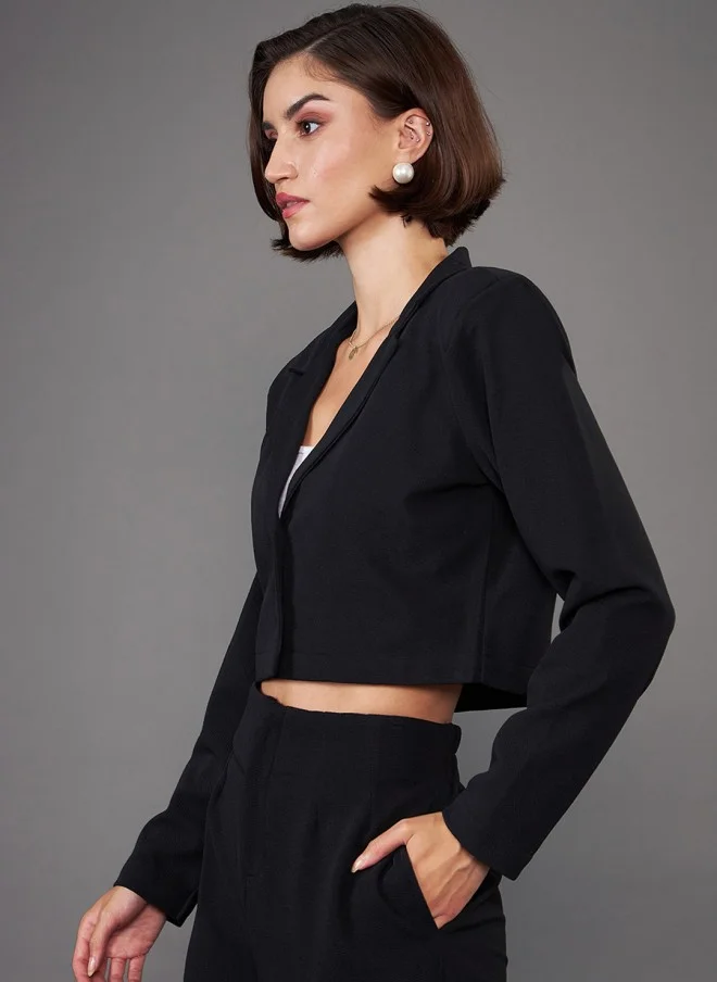 ساسافراس Black Cropped Blazer for Women