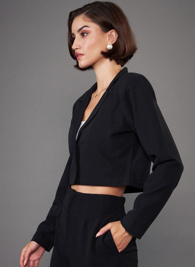 ساسافراس بليزر قصير أسود نسائي - Image 3