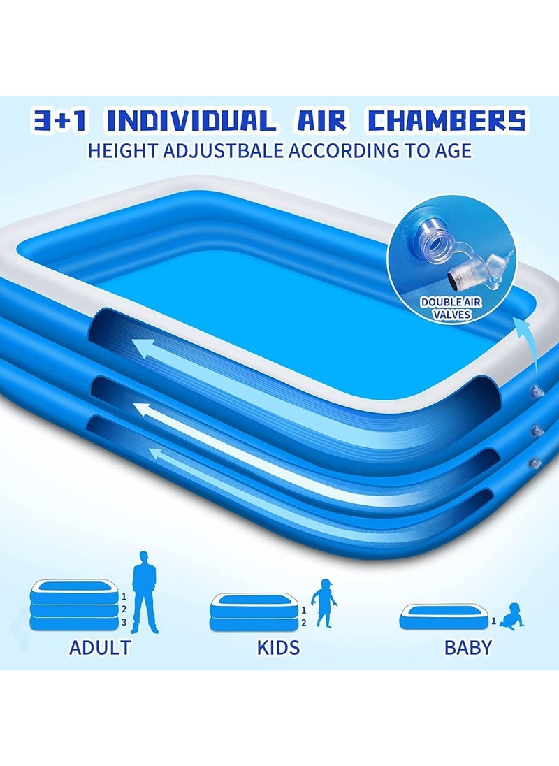 AUTOYSUR Inflatable Swimming Pool, Kiddie Pool with Electric Air Pump, Large Size Blow Up Swimming Pool, Giant Rectangle Lounge Blow Up Pool for Indoor Outdoor Backyard Ground  - Image 2