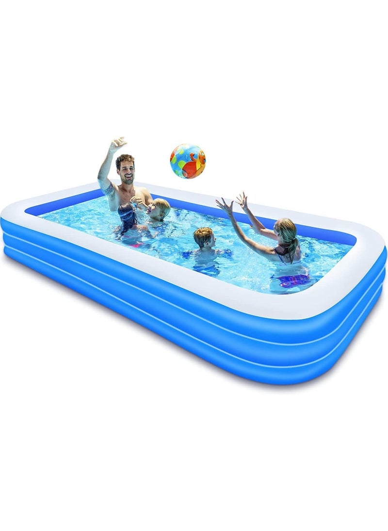 AUTOYSUR Inflatable Swimming Pool, Kiddie Pool with Electric Air Pump, Large Size Blow Up Swimming Pool, Giant Rectangle Lounge Blow Up Pool for Indoor Outdoor Backyard Ground  - Image 1
