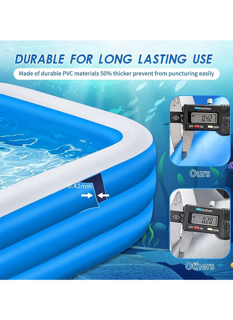 AUTOYSUR Inflatable Swimming Pool, Kiddie Pool with Electric Air Pump, Large Size Blow Up Swimming Pool, Giant Rectangle Lounge Blow Up Pool for Indoor Outdoor Backyard Ground  - Image 4