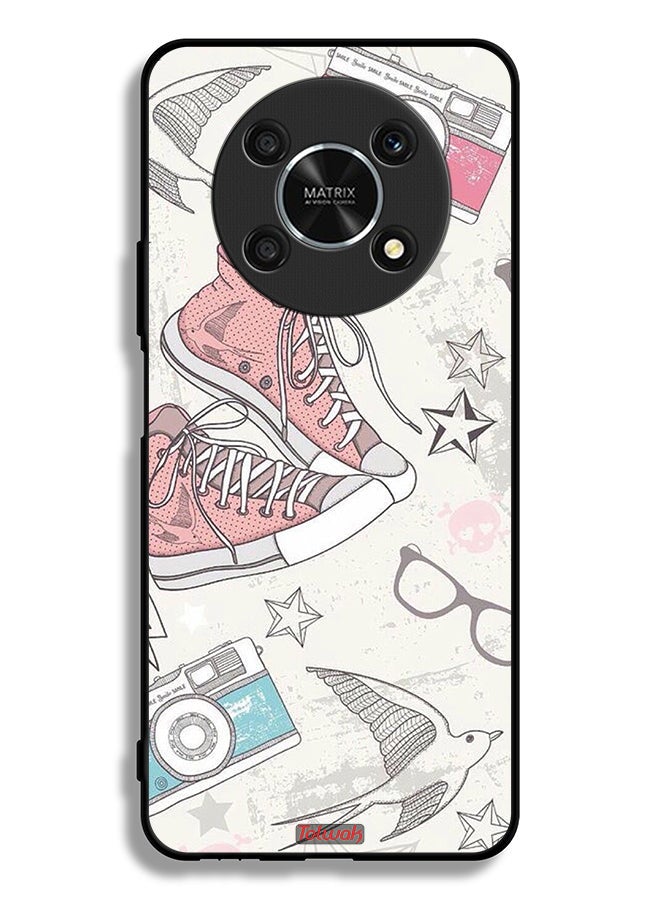 Honor X9 5G Protective Case Cover Canva Shoes And Camera Art