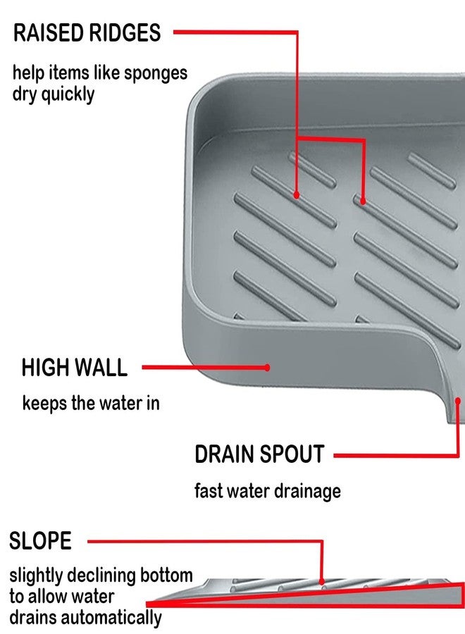 AMIQUS Silicone Sink Drainer Mat | Sink Organizer Tray | Soap Holder | Dish Sponge Holder | Quick Draining Drying Mat | Non Slip Silicone Sink Mat | Kitchen Sink Accessories | 9.6 X 5.3 Inch - Image 5