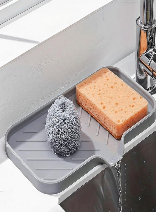AMIQUS Silicone Sink Drainer Mat | Sink Organizer Tray | Soap Holder | Dish Sponge Holder | Quick Draining Drying Mat | Non Slip Silicone Sink Mat | Kitchen Sink Accessories | 9.6 X 5.3 Inch - Image 1