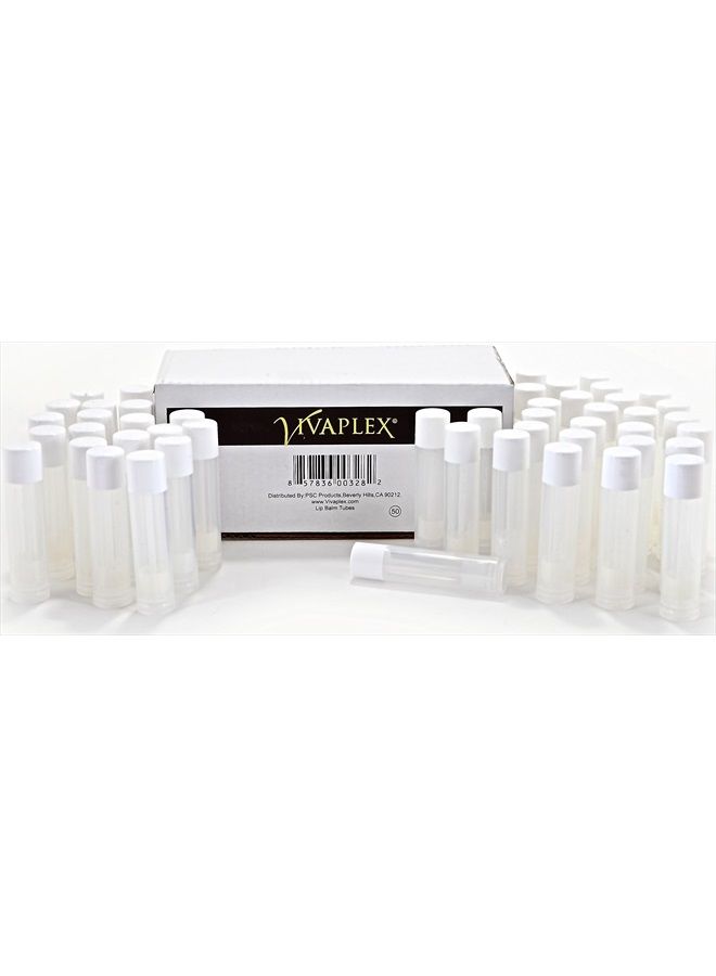 Vivaplex 50, Clear, Empty, 5.5 ml Lip Balm Tubes with White Caps - Image 3