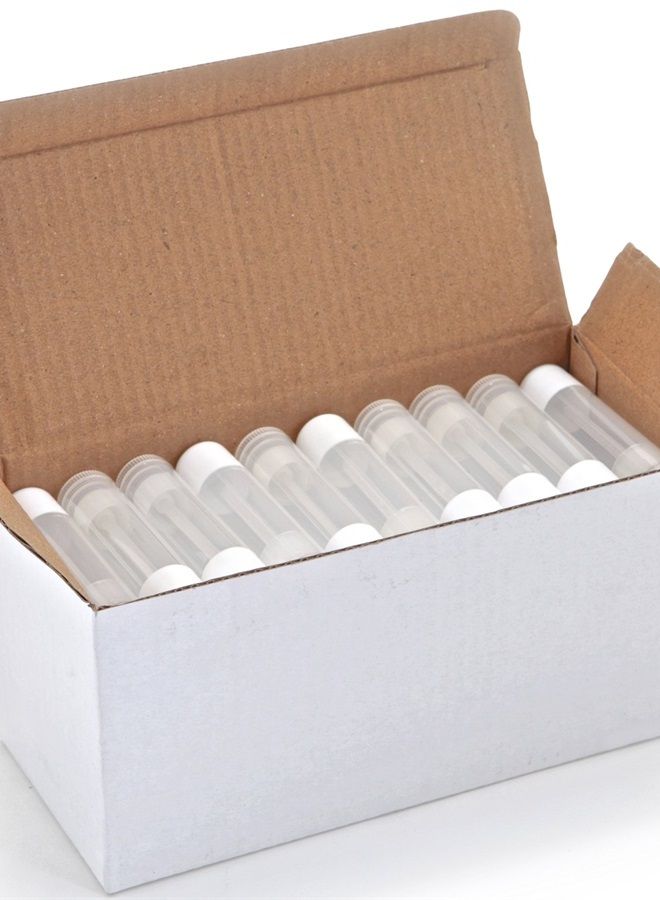 Vivaplex 50, Clear, Empty, 5.5 ml Lip Balm Tubes with White Caps - Image 1