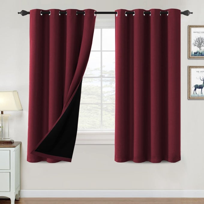 H.VERSAILTEX HVERSAILTEX 100 BLACKOUT CURTAINS FOR BEDROOM THERMAL INSULATED BLACKOUT CURTAINS 63 INCH LENGTH HEAT AND FULL LIGHT BLOCKING CURTAINS FOR LIVING ROOM WITH BLACK LINER 2 PANELS SET BURGUN