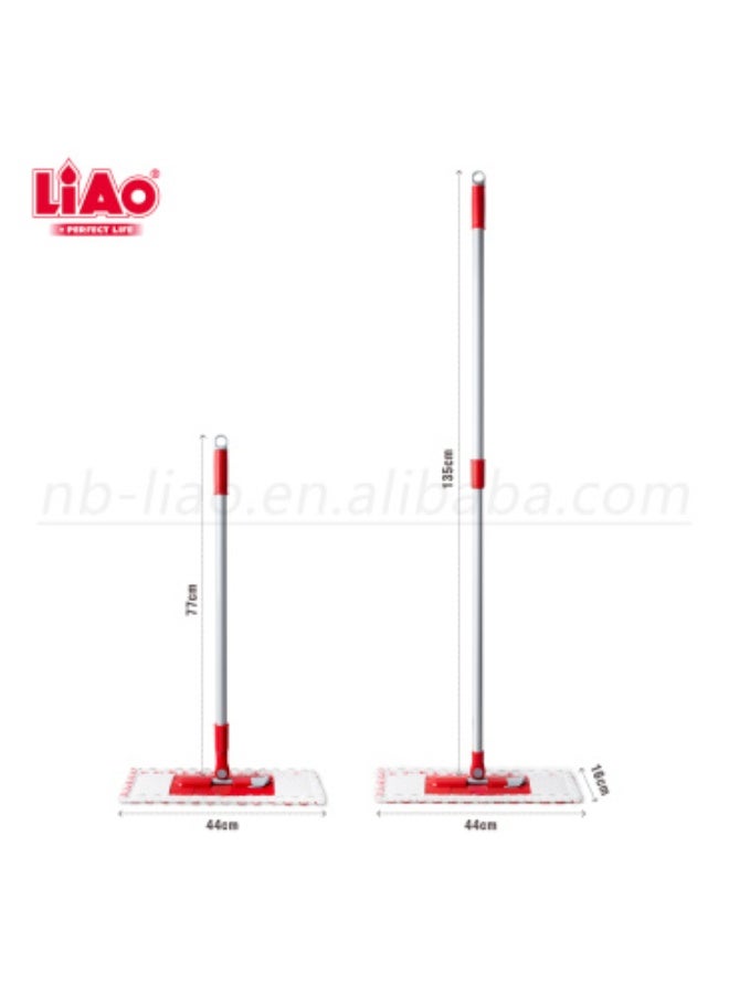 LIAO A130101 Microfiber Flat Mop Pack of 3 – 39.5 cm x 11.5 cm Mop Plate with 73–130 cm Telescopic Metal Handle, Super Absorbent Microfiber Head, Durable Floor Cleaning Tool for Home & Office - Image 1